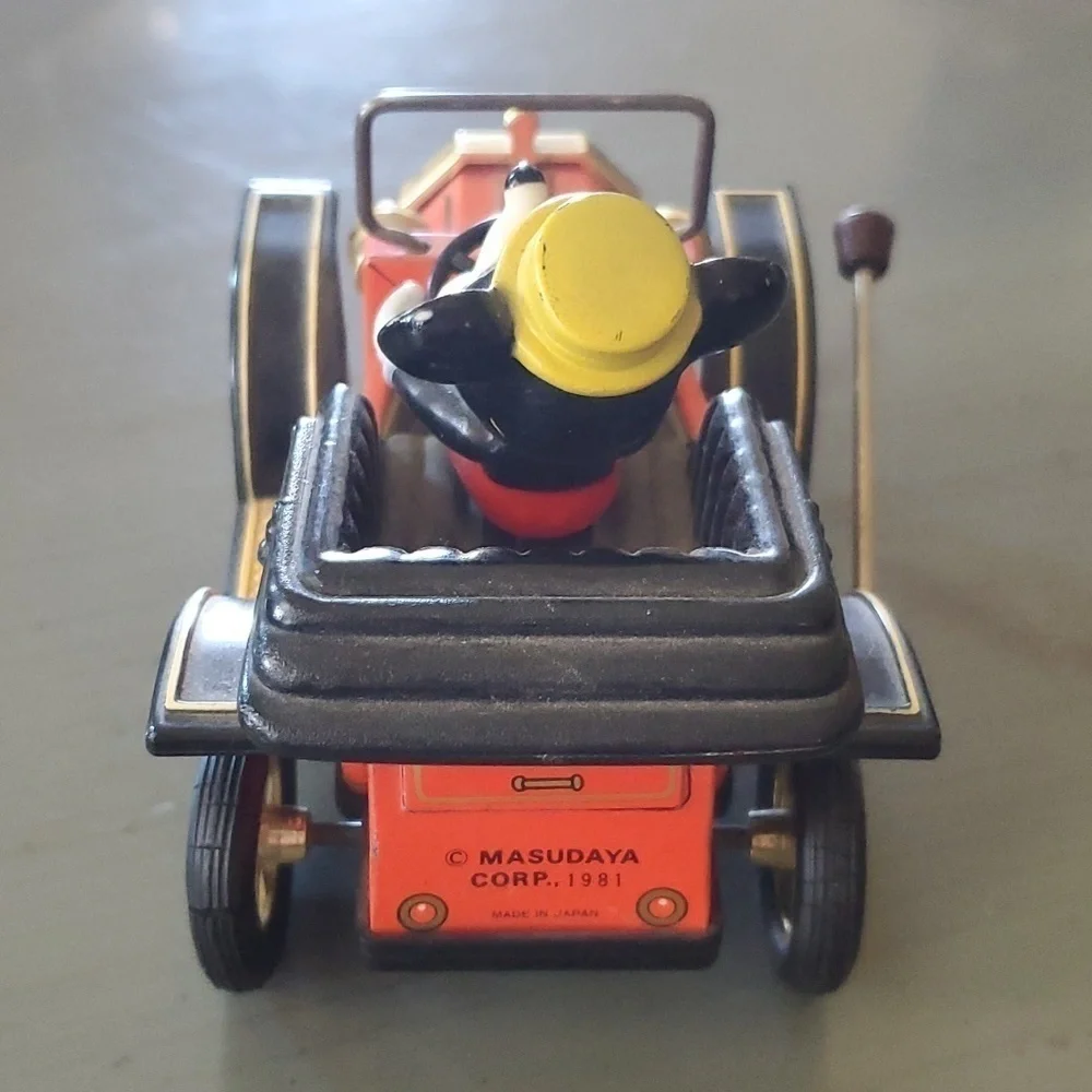 Mickey Mouse Masudaya Corp. 1981 W/pull lever Vintage Made in Japan
